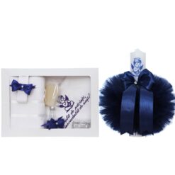 Set trusou botez cu ingeras, lumanare si trusou, bleumarin, 8 piese, REC5013/7