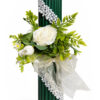 Lumanare botez cu flori artificiale, 35x6 cm, Recostore®, REC5001/53