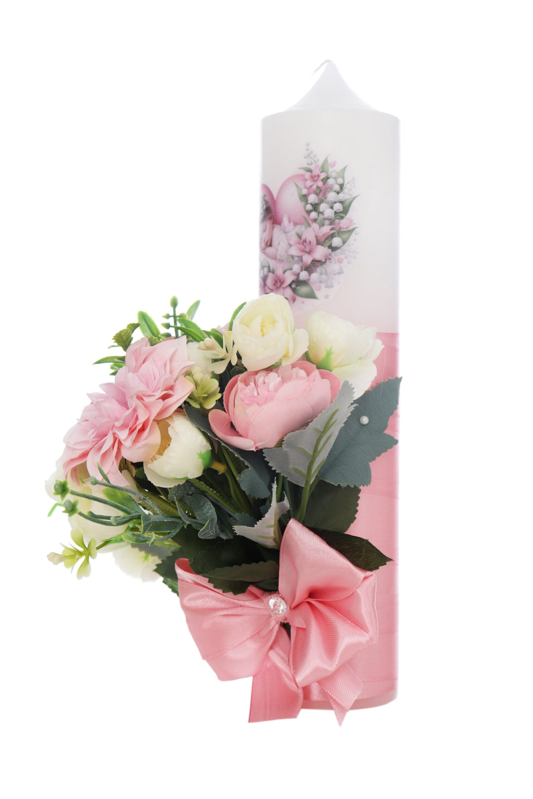 Set trusou botez cu inimioara roz, lumanare si trusou, 8 piese, REC5013/19 - imagine 6