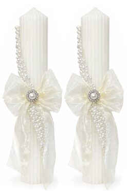 Set lumanari elegante pentru nunta/cununie cu perle, 2 bucati, REC5001/59