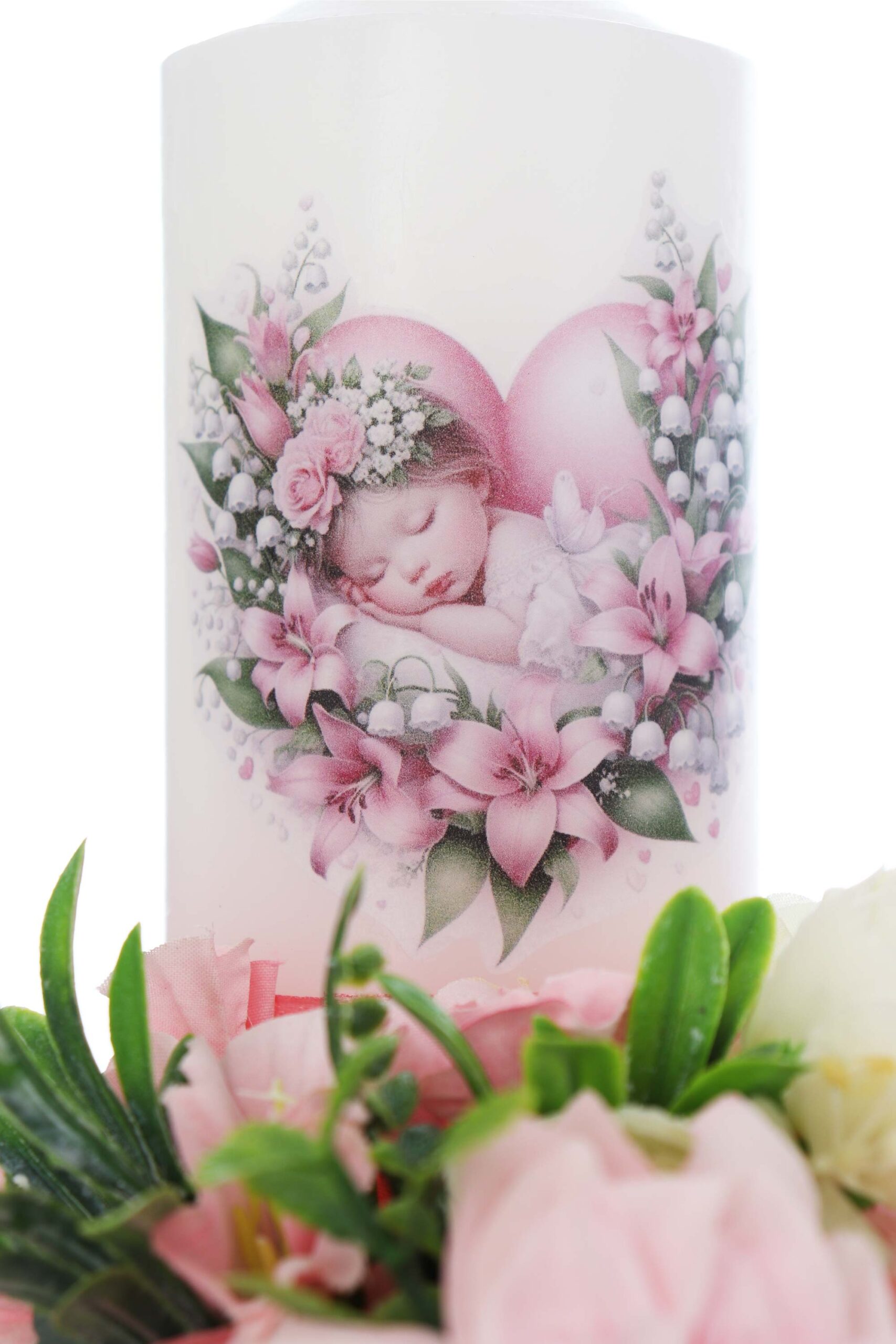 Set trusou botez cu inimioara roz, lumanare si trusou, 8 piese, REC5013/19 - imagine 7