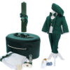 Trusou elegant pentru botez baietel, verde, 16 piese, Recostore®, REC3383