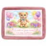 Tava mot fete, aniversare 1 an, model cu Ursulet, catifea roz pudrat, 10 piese, 34x25 cm, REC5011/53 - imagine 2