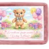 Tava mot fete, aniversare 1 an, model cu Ursulet, catifea roz pudrat, 10 piese, 34x25 cm, REC5011/53 - imagine 3