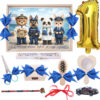 Set tava mot baiat, model cu meserii doctor, capitan, jandarm si pilot, albastru, 10 piese, Recostore®, REC1967/369