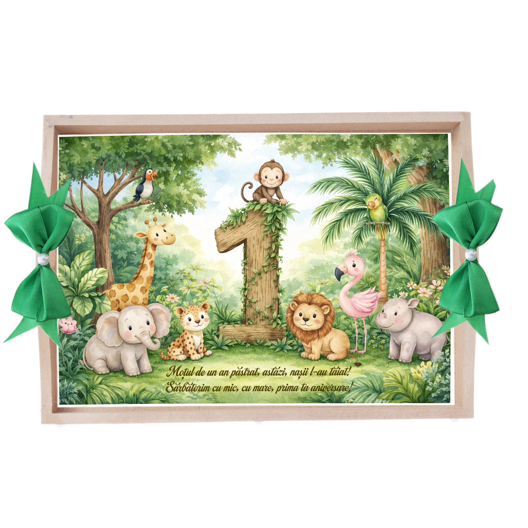 Tava pentru taiere mot, model cu Jungla, Verde, 10 piese, 35x20 cm, REC1967/372 - imagine 2