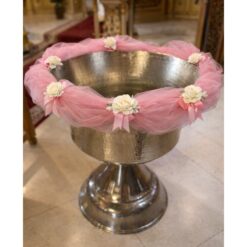 Decor cristelnita, tull roz pudrat cu flori albe, 3M, Recostore®,  REC5014/2