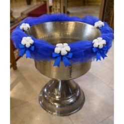 Decor cristelnita, tull albastru electric cu flori de bumbac, 3M, Recostore®, REC5015/1