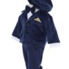 Costum din catifea pentru botez, 5 piese, bleumarin,  REC3405