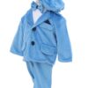 Costum din catifea pentru botez, 5 piese, bleu, REC3406 - imagine 3
