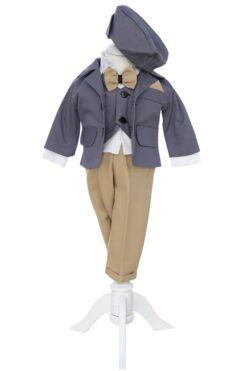 Costum elegant pentru botez, 5 piese,  gri-crem, REC3411