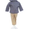 Costum elegant pentru botez, 5 piese, gri-crem, REC3411 - imagine 4