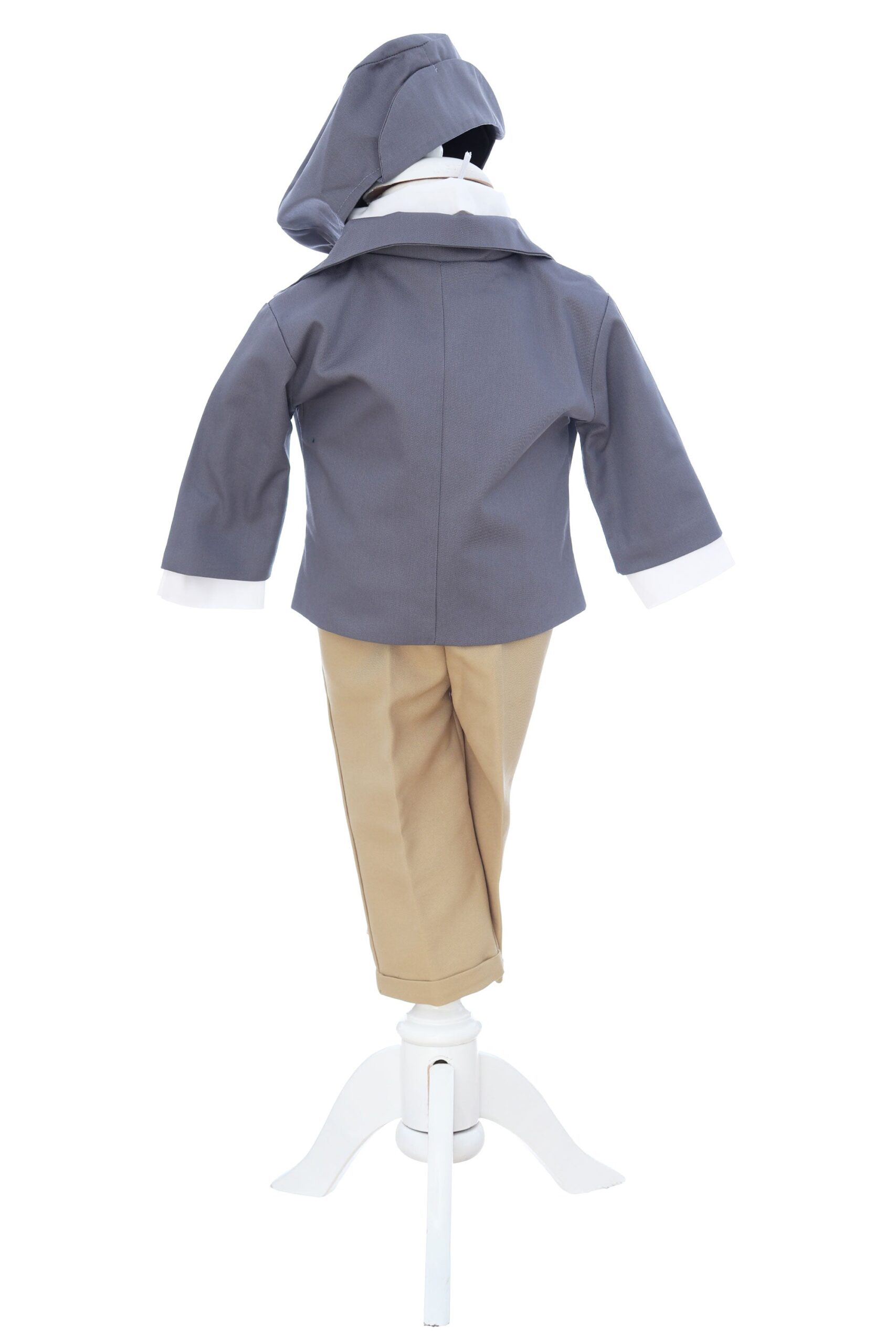 Costum elegant pentru botez, 5 piese, gri-crem, REC3411 - imagine 4