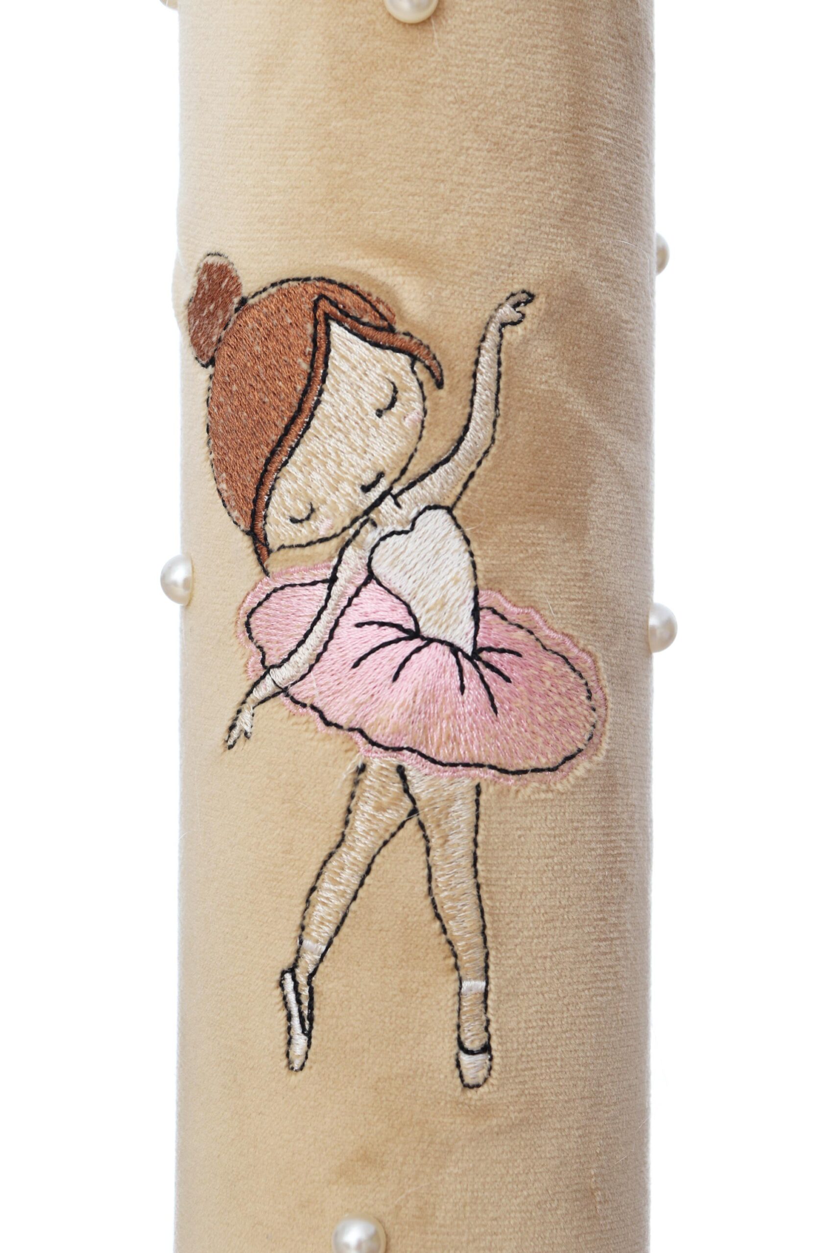 Lumanare botez cu balerina brodata, crem, 30x7 cm, REC5002/48 - imagine 4
