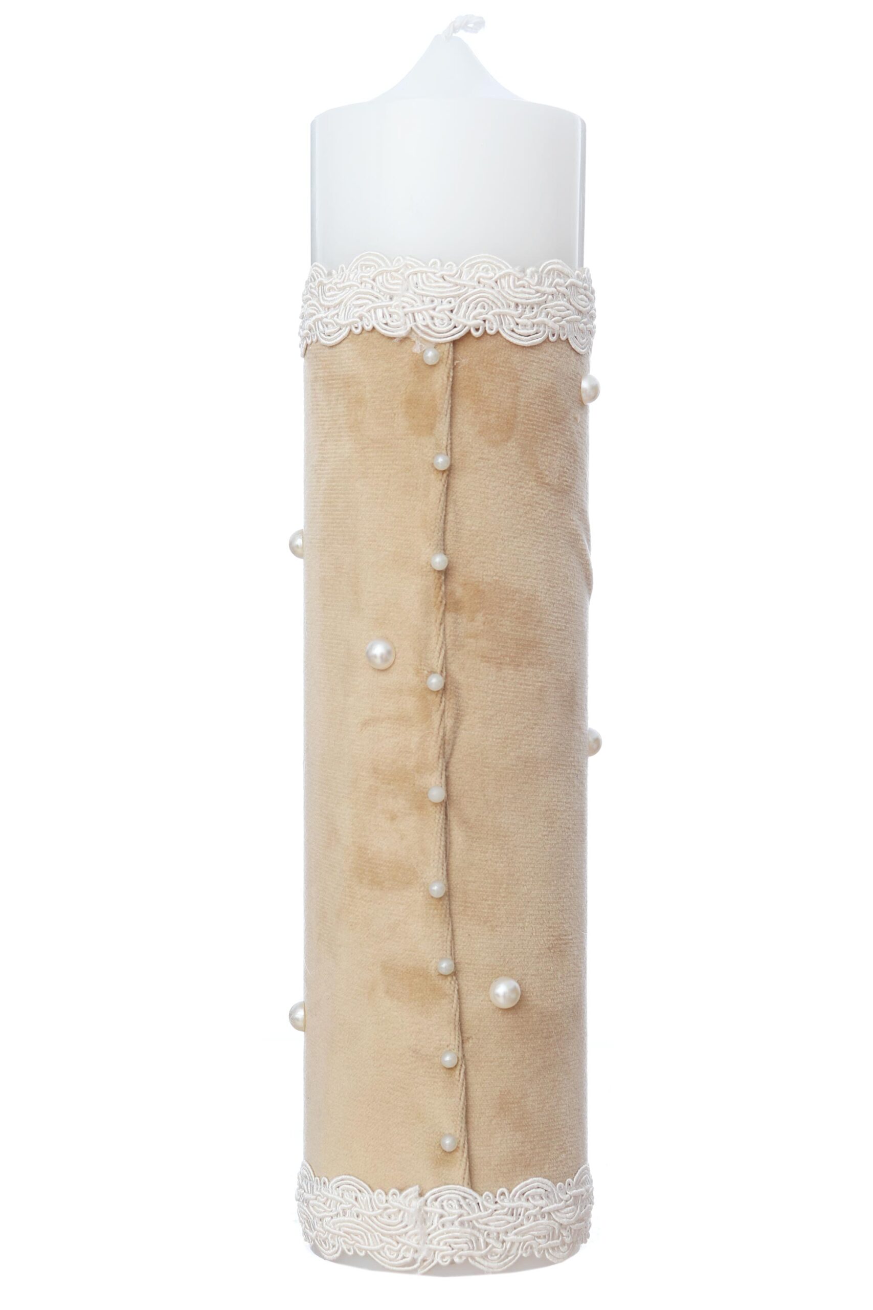 Lumanare botez cu balerina brodata, crem, 30x7 cm, REC5002/48 - imagine 2