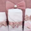 Trusou cu fluture pentru botez fetita, 9 piese, roz pudrat, Recostore®, REC3424 - imagine 6