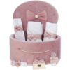 Trusou cu inima pentru botez fetita, 9 piese, roz pudrat, Recostore®, REC3426
