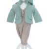 Costum elegant botez, 5 piese,  verde menta-crem, REC3450