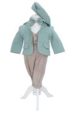 Costum elegant botez, 5 piese,  verde menta-crem, REC3450