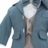 Costum elegant pentru botez, 5 piese,  verde deschis-crem, REC3451 - imagine 3