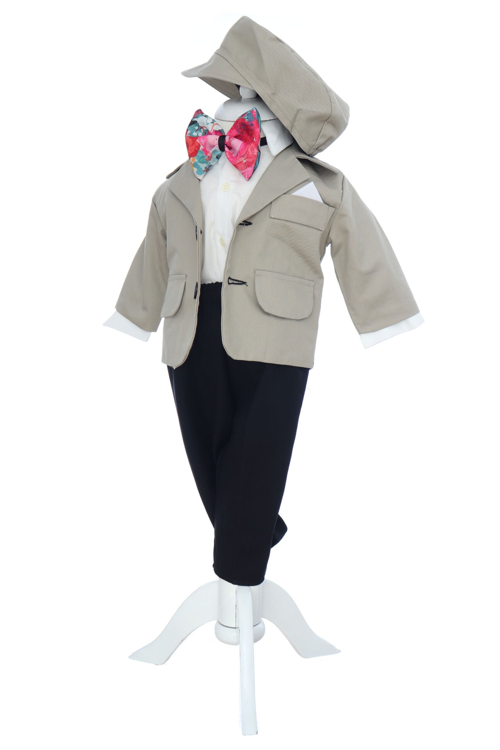 Costum crem pentru botez, 5 piese, REC3455 - imagine 3