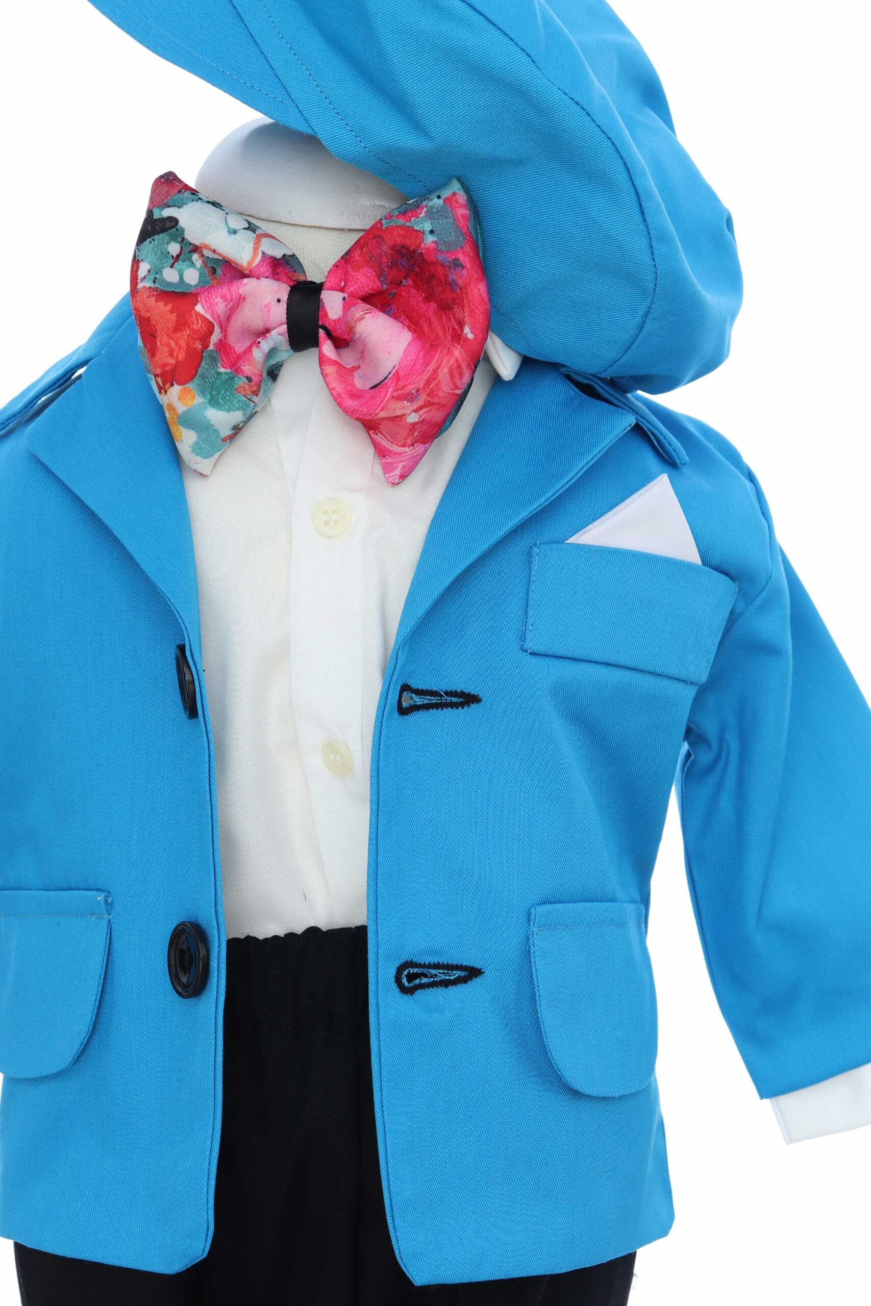 Costum turcoaz pentru botez, 5 piese, REC3456 - imagine 2