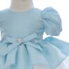 Rochita eleganta pentru botez, bleu, 2 piese, rochie si bentita,  REC3459 - imagine 3