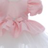 Rochita eleganta pentru botez, roz, 2 piese, rochie si bentita, REC3461 - imagine 2