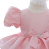 Rochita eleganta pentru botez, roz, 2 piese, rochie si bentita, REC3461 - imagine 3