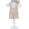 Costum crem de vara pentru  botez, 4 piese, REC3470