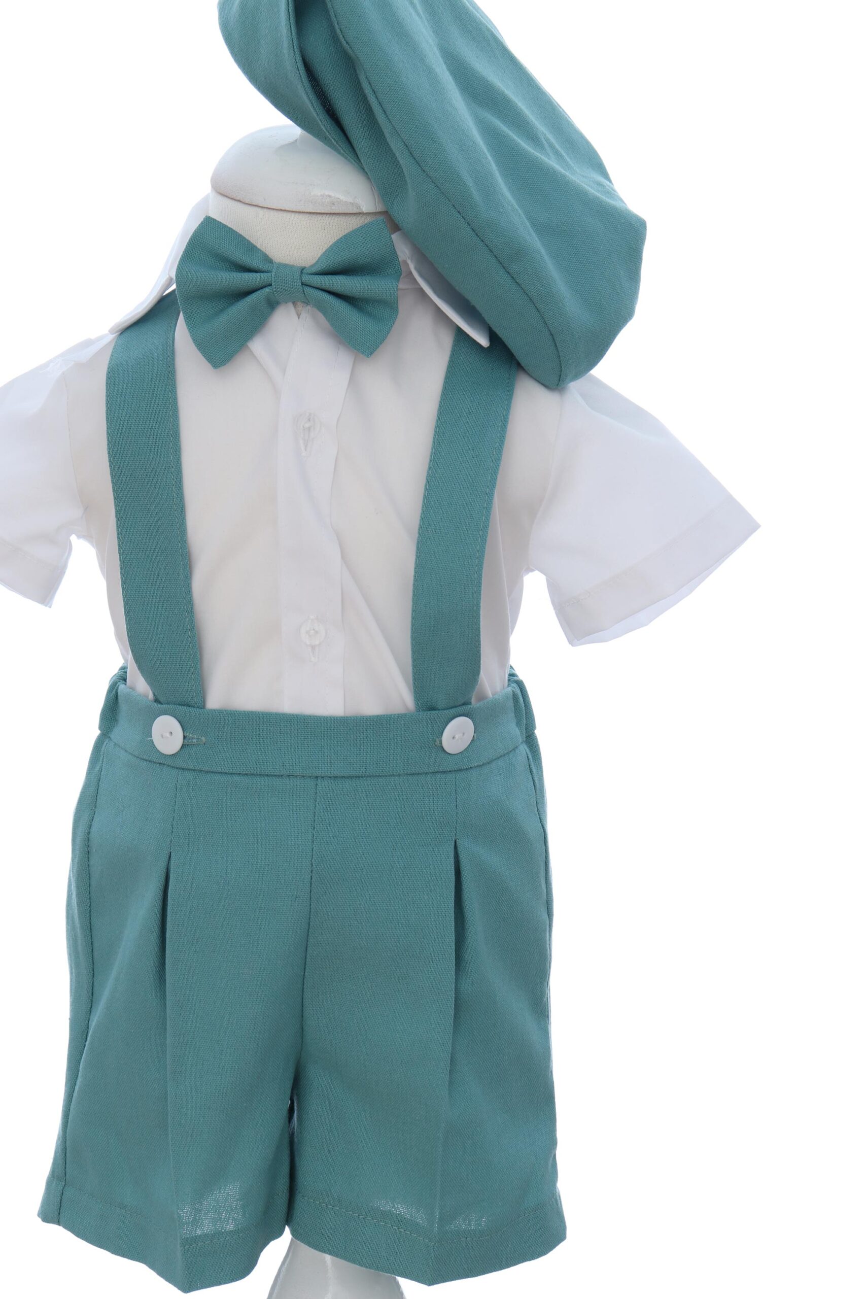 Costum verde de vara pentru botez, 4 piese, REC3471 - imagine 2