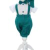 Costum verde cu maneca scurta pentru botez, 4 piese,  REC3473