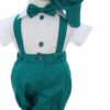 Costum verde cu maneca scurta pentru botez, 4 piese,  REC3473 - imagine 2