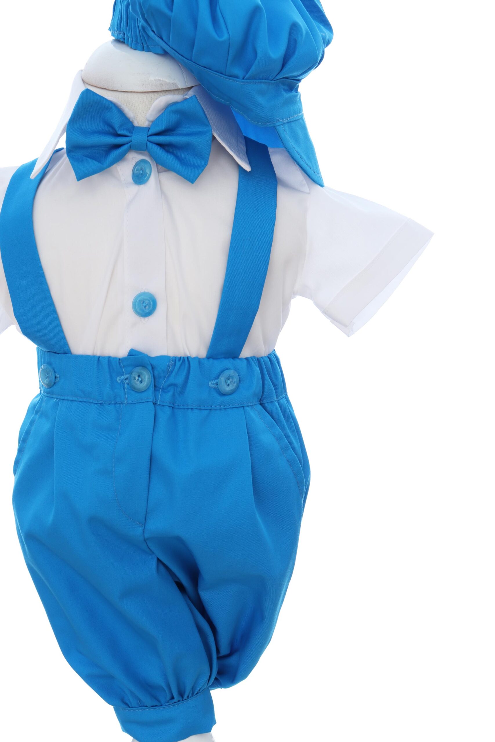 Costum turcoaz cu maneca scurta pentru botez, 4 piese, REC3474 - imagine 2