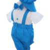 Costum turcoaz cu maneca scurta pentru botez, 4 piese, REC3474 - imagine 3