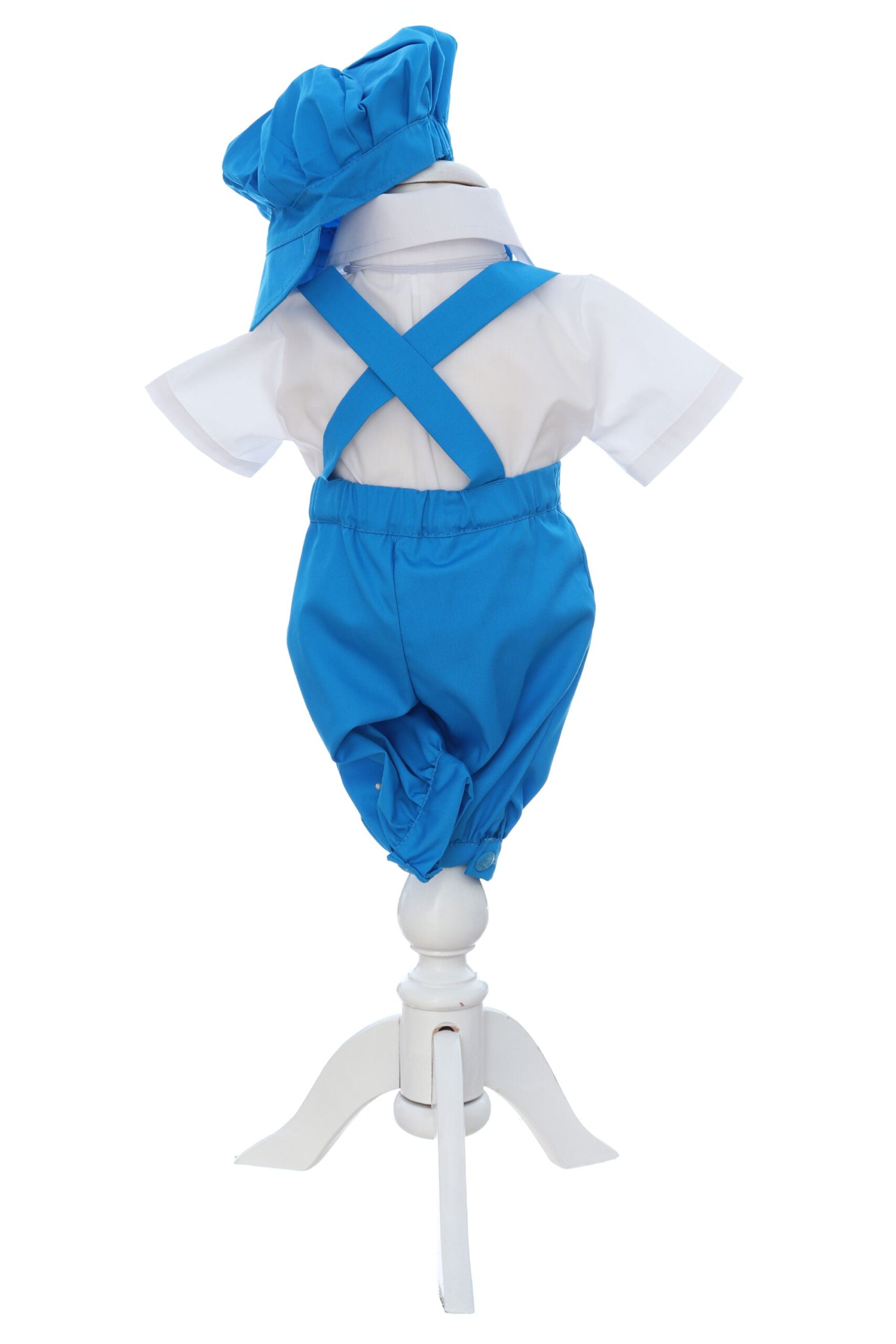 Costum turcoaz cu maneca scurta pentru botez, 4 piese, REC3474 - imagine 4