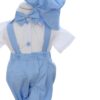 Costum bleu cu maneca scurta pentru botez, 4 piese,  REC3475 - imagine 2