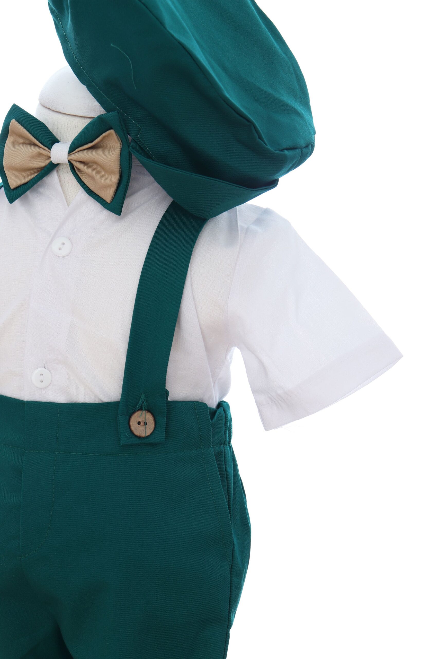 Costumas cu maneca scurta pentru botez, verde, 4 piese, REC3476 - imagine 4