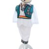 Costumas popular pentru botez baietel, alb-turcoaz, 6 piese, REC3493 - imagine 2
