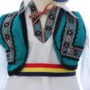 Costumas popular pentru botez baietel, alb-turcoaz, 6 piese, REC3493 - imagine 4