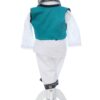 Costumas popular pentru botez baietel, alb-turcoaz, 6 piese, REC3493 - imagine 5