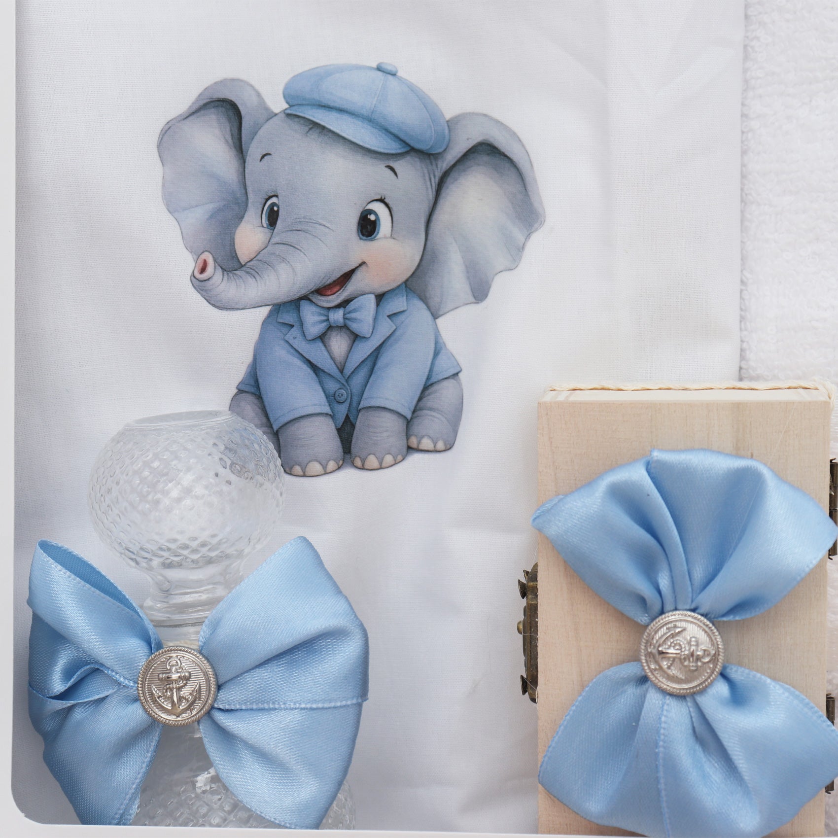 Set trusou pentru botez cu elefant bleu, 14 piese, Recostore® REC3527 - imagine 4