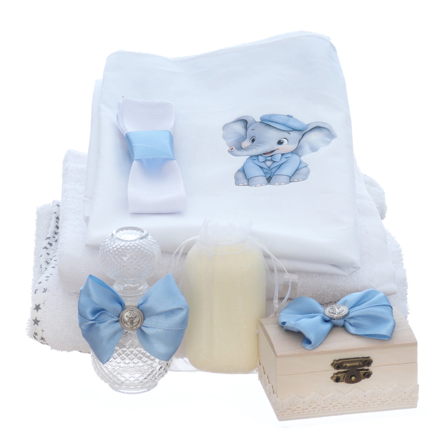 Set trusou pentru botez cu elefant bleu, 14 piese, Recostore® REC3527 - imagine 3
