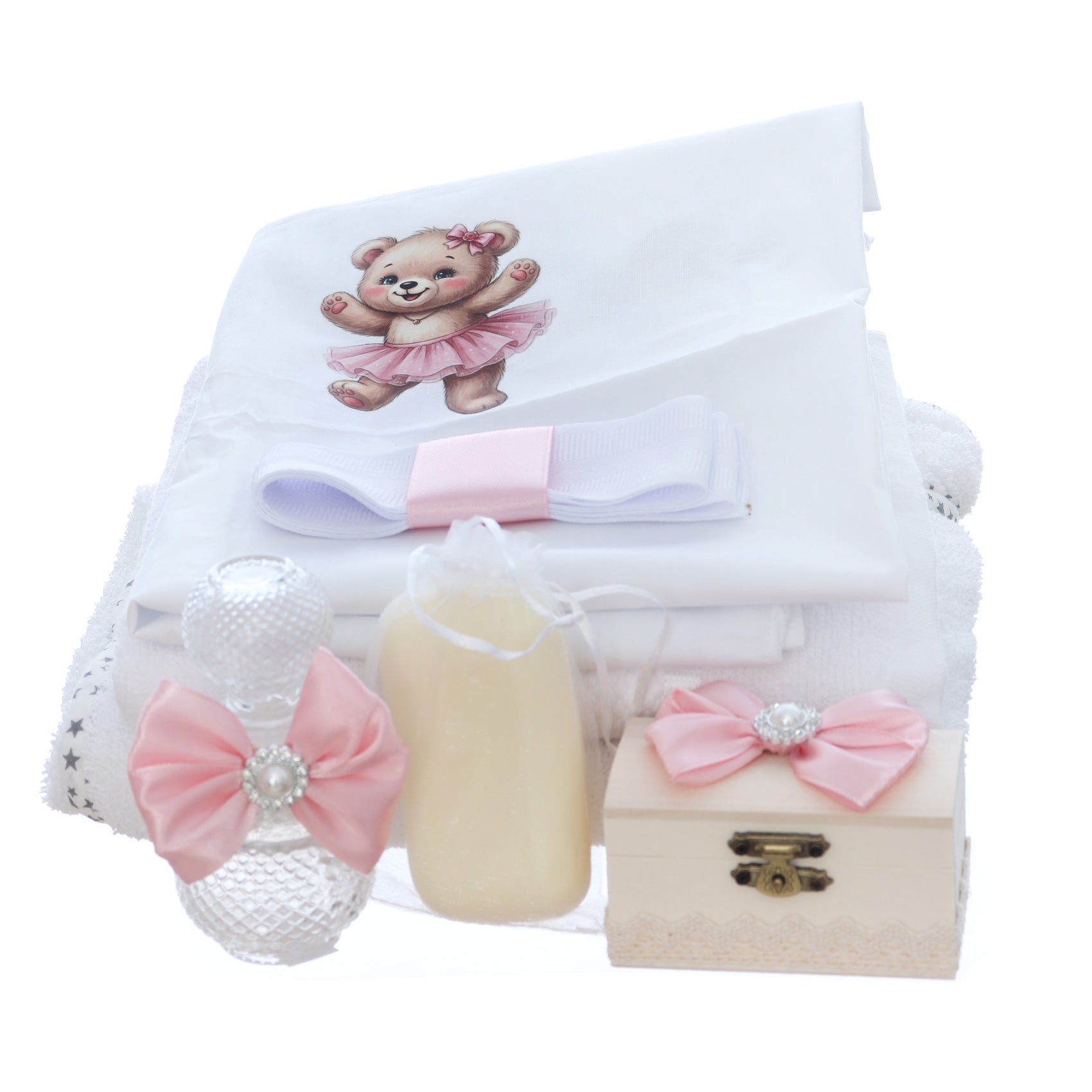 Trusou botez cu ursulet balerina, 7 piese, Recostore®, REC5012/33 - imagine 4
