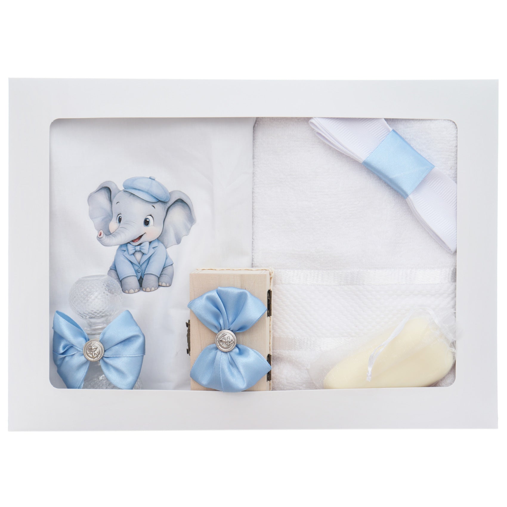Set trusou pentru botez cu elefant bleu, 14 piese, Recostore® REC3527 - imagine 5