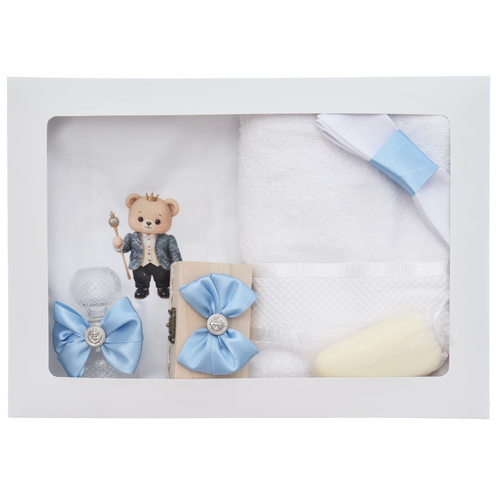 Set trusou pentru botez cu ursulet print, 13 piese, Recostore® REC3530 - imagine 9