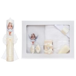Set trusou botez cu ingeras, lumanare si trusou, 8 piese, Recostore® REC5013/35