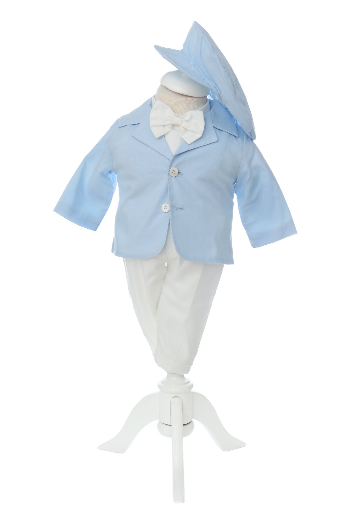 Trusou complet pentru botez de baieti, trusou simplu, lumanare cu "Radacini si aripi de la parinti", costum si pantofiori, bleu, 15 piese, Recostore®, REC2650 - imagine 2