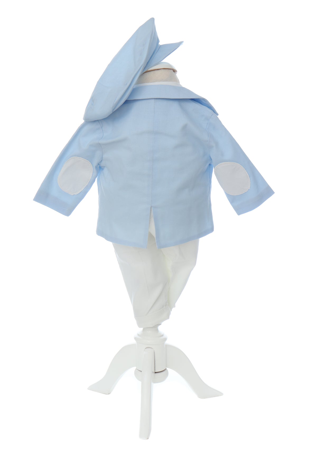 Trusou complet pentru botez de baieti, trusou simplu, lumanare cu "Radacini si aripi de la parinti", costum si pantofiori, bleu, 15 piese, Recostore®, REC2650 - imagine 4