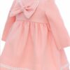 Rochie somon cu fundita pentru botez fetita, REC3339 - imagine 3